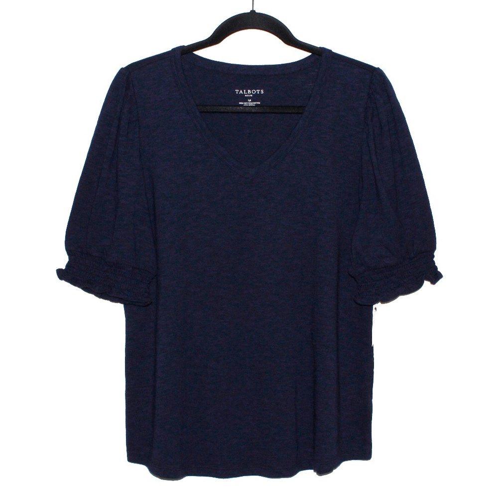 Talbots Cotton/Modal Blend Ruched Short-Sleeve Tee